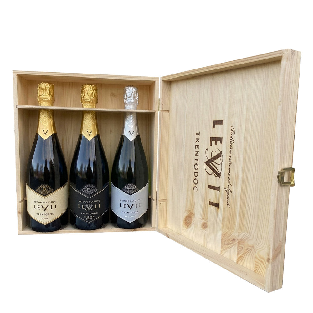 Levii Brut Trento DOC + Levii Pas Dose Millesimato Trento DOC 2023 + Levii Riserva Brut Trento DOC 2018 - Levii